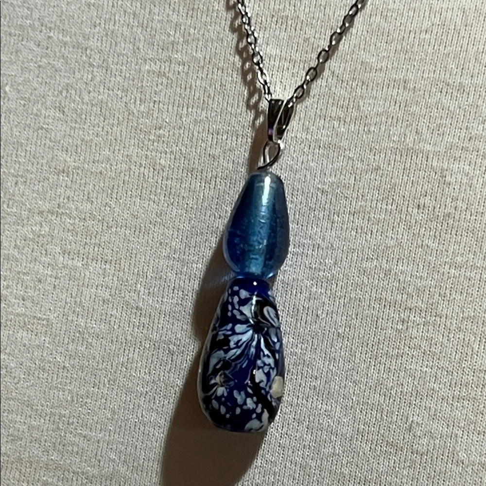 Artisan Blue and Silver Pendant Necklace